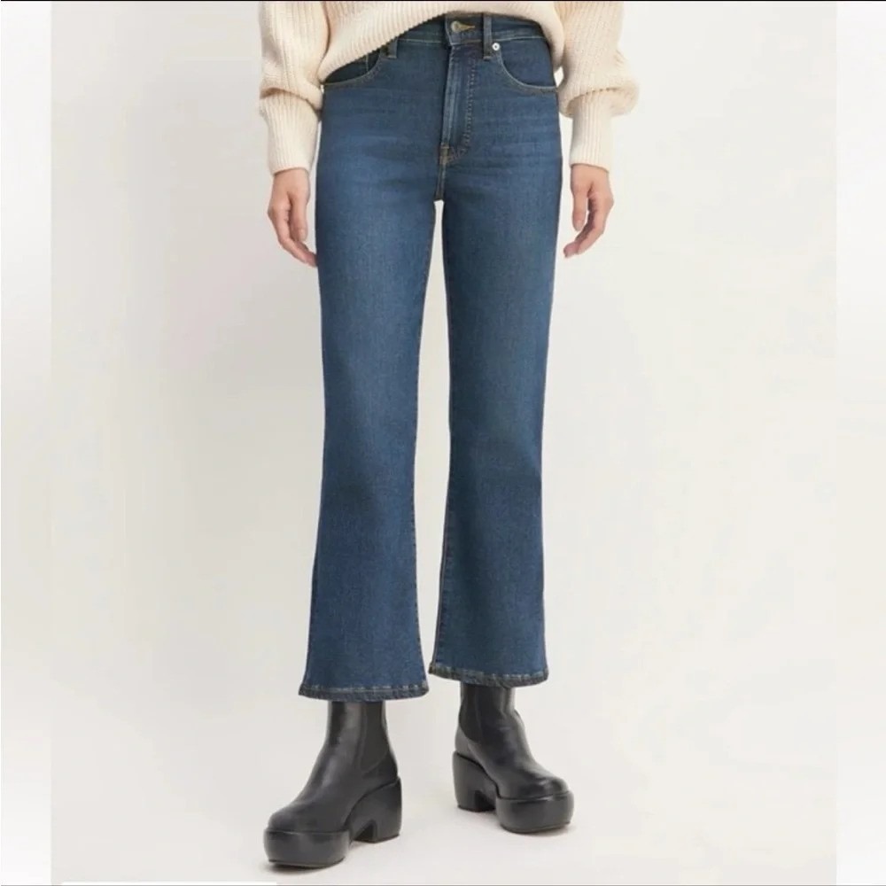 Everlane Women's Kick Crop Jeans Blue Denim Mid Rise Stretch Size 26 R